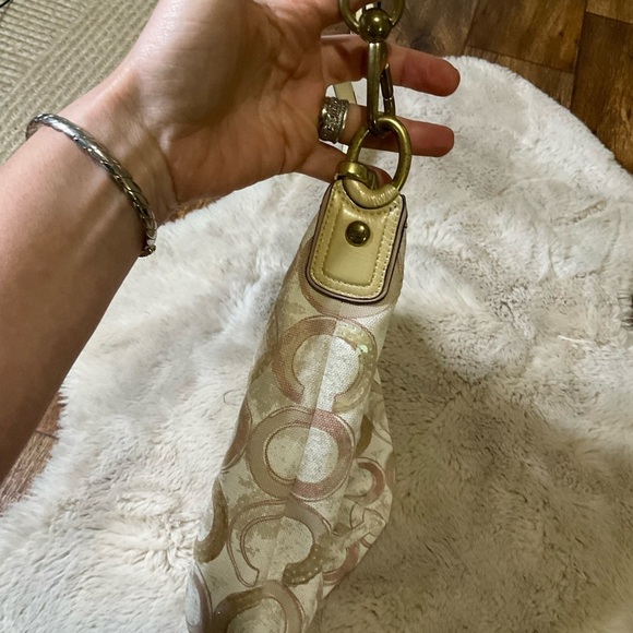 Coach Kristin Op Art Shoulder Bag Pink Cream Sequin Convertible Strap #16791 - Picture 9 of 15